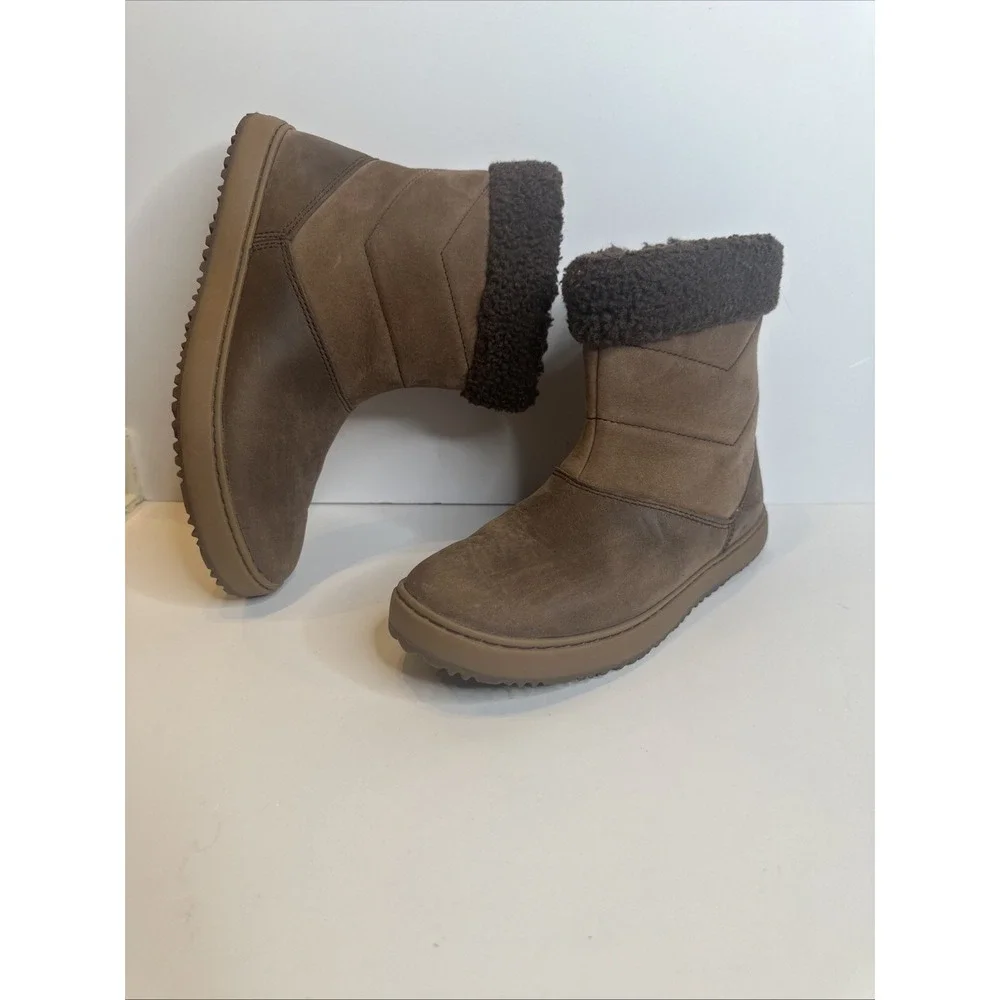 LL Bean 7 M Women's Mountainside Boots‎ Mid Fleece-Lined Brown Side Zip